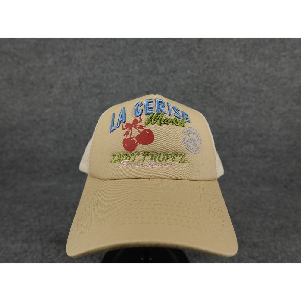 Worn/West Trucker Hat Unisex O/S‎ Tan Saint Tropez Cherry French Riviera Mesh
